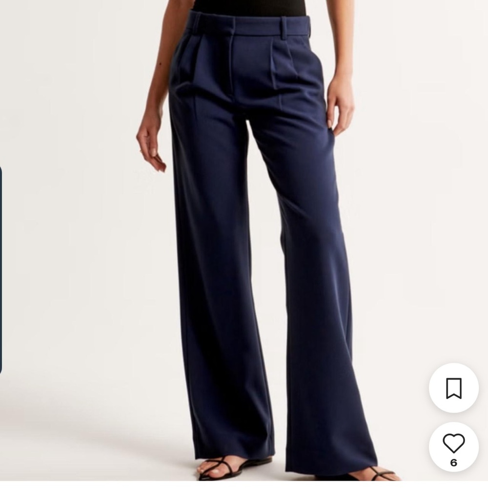 Abercrombie & Fitch High-Waist Wide-Leg Navy Dress Pants
